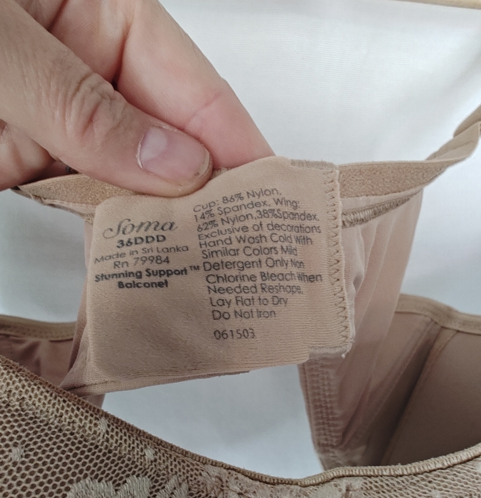 Soma Bra Stunning Support Balconette Tan Beige Contour Foam Cups Underwire 36DDD - Picture 5 of 7